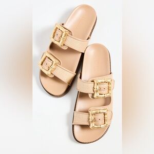 Schutz Enola Strappy Flat Sandals – Areia Light Gold